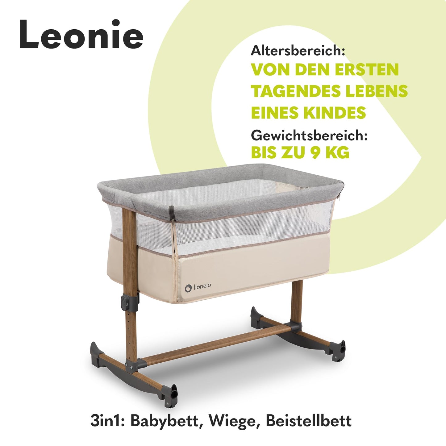 3-in-1 Babybett höhenverstellbar mit Schaukelfunktion & Matratze