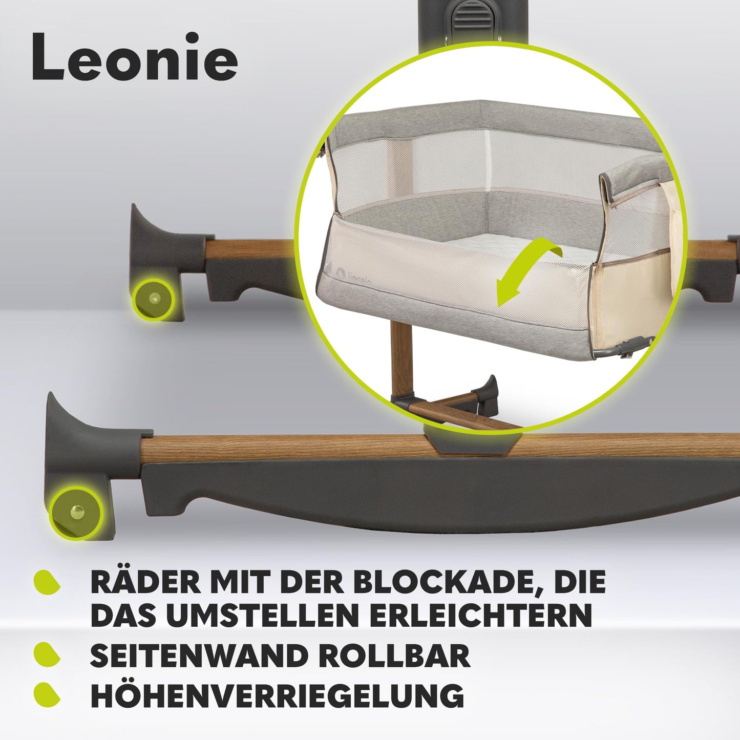 3-in-1 Babybett höhenverstellbar mit Schaukelfunktion & Matratze