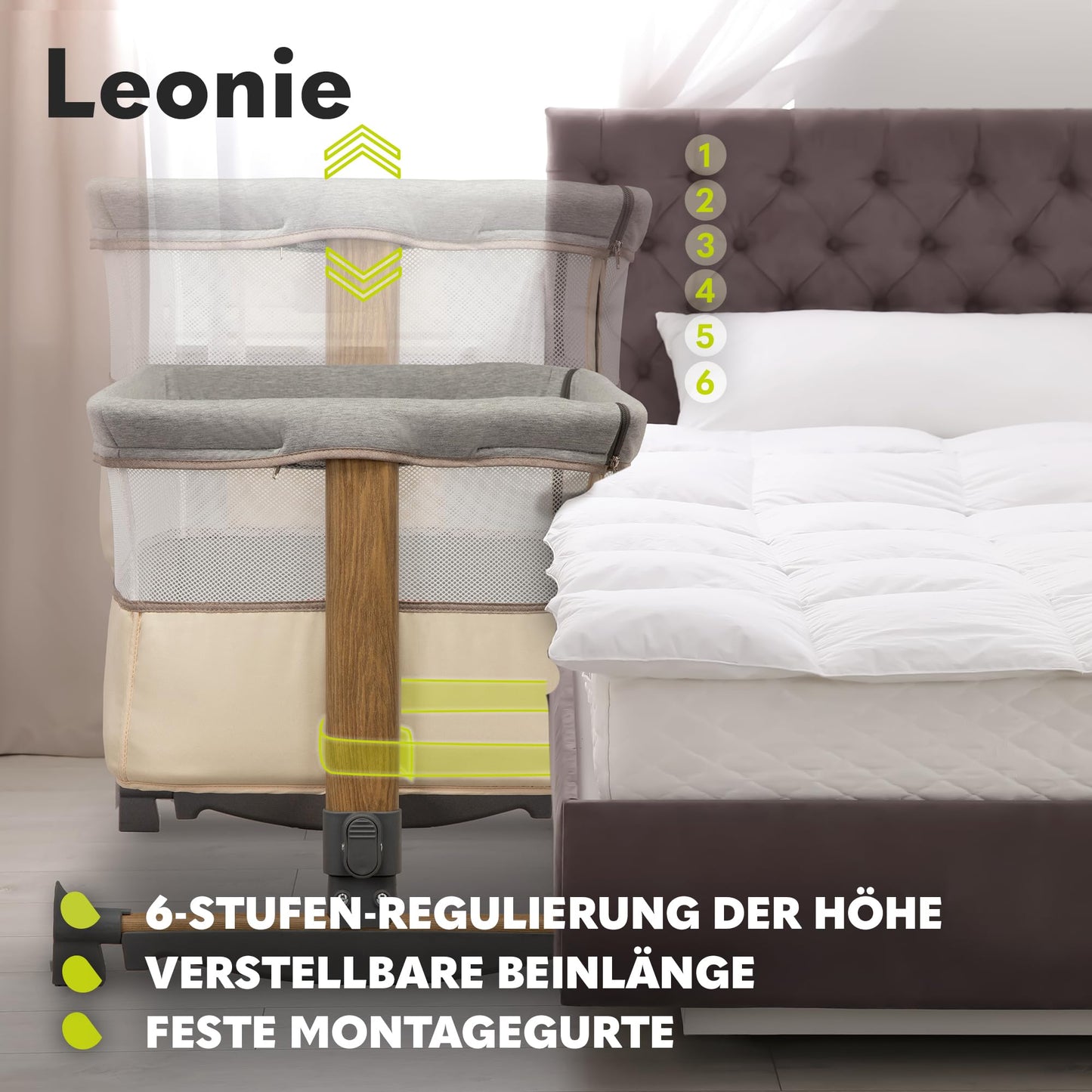 3-in-1 Babybett höhenverstellbar mit Schaukelfunktion & Matratze