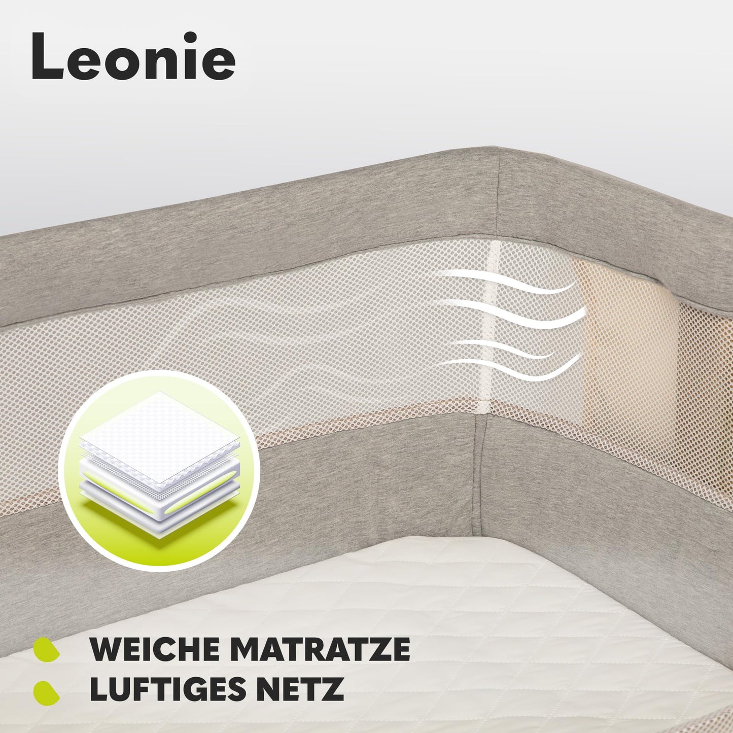 3-in-1 Babybett höhenverstellbar mit Schaukelfunktion & Matratze